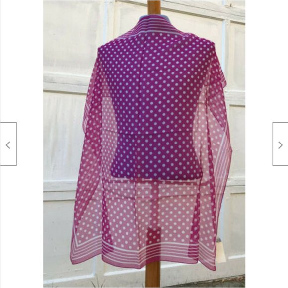 Sheer Hot Pink Polka Dot Square Scarf Vintage Emanuel Geraldo 31" Bandana Italy - Picture 2 of 5